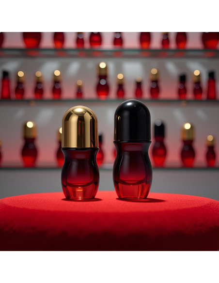 Set de 2 Botellas de Vidrio Rojo 50ML con Rodillo PurYupearl