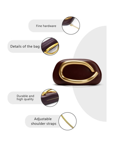 Bolso de Mano de Noche para Mujeres - Cuero PU Rojo Vino