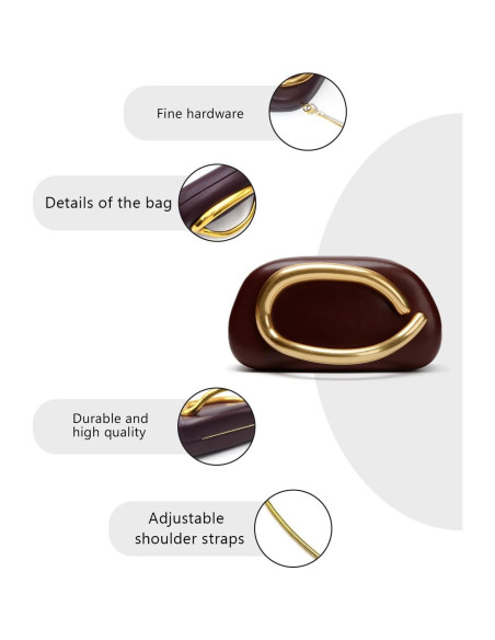 Bolso de Mano de Noche para Mujeres - Cuero PU Rojo Vino