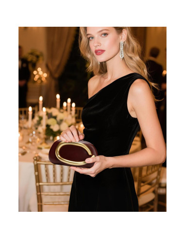 Bolso de Mano de Noche para Mujeres - Cuero PU Rojo Vino