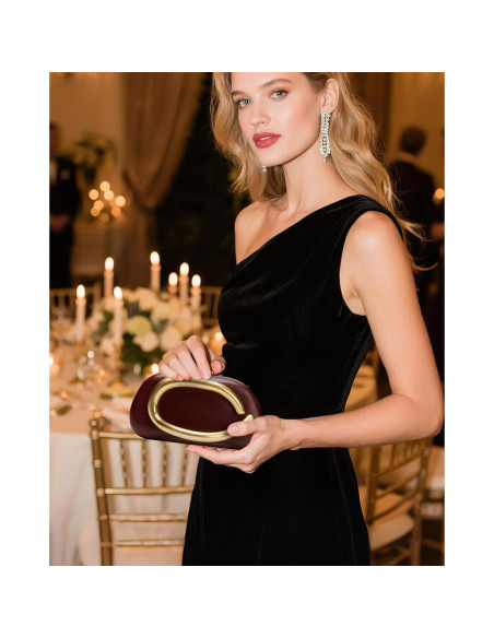 Bolso de Mano de Noche para Mujeres - Cuero PU Rojo Vino