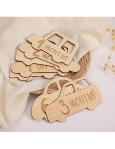 Tarjetas de Hitos Mensuales para Bebés - 15 Piezas de Madera 2
