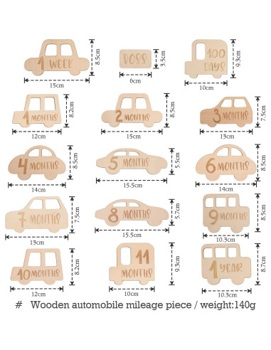 Tarjetas de Hitos Mensuales para Bebés - 15 Piezas de Madera