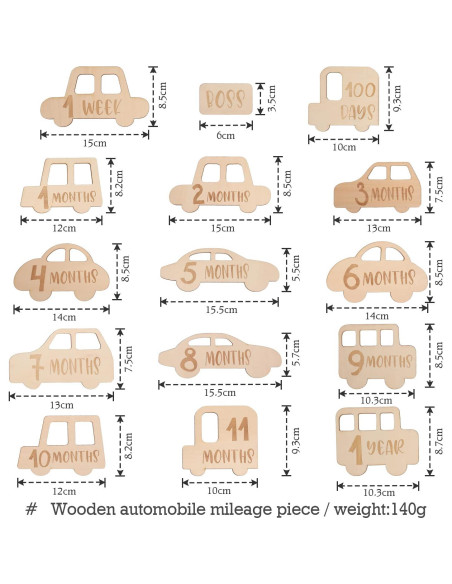 Tarjetas de Hitos Mensuales para Bebés - 15 Piezas de Madera
