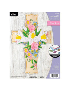 Kit de Colgante de Pared Bucilla Cruz Floral 28x40.6 cm