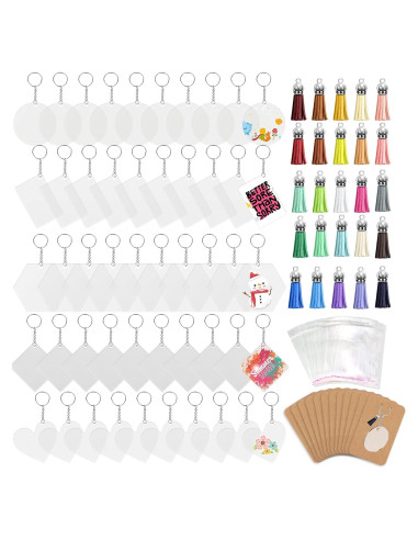 Kit 300 Llaveros Acrílicos en Blanco ZYNERY 5.08 cm