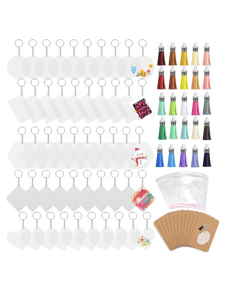 Kit 300 Llaveros Acrílicos en Blanco ZYNERY 5.08 cm