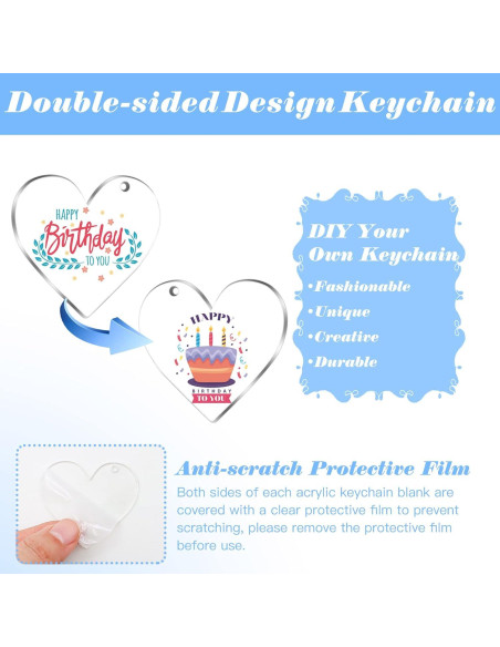 Kit 300 Llaveros Acrílicos en Blanco ZYNERY 5.08 cm