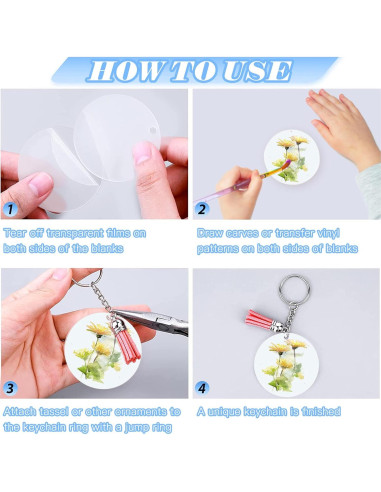 Kit 300 Llaveros Acrílicos en Blanco ZYNERY 5.08 cm