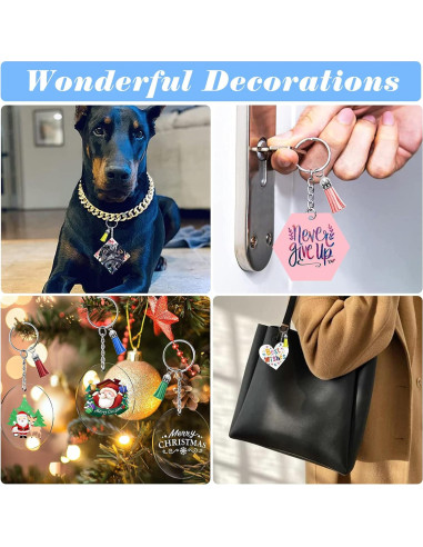 Kit 300 Llaveros Acrílicos en Blanco ZYNERY 5.08 cm