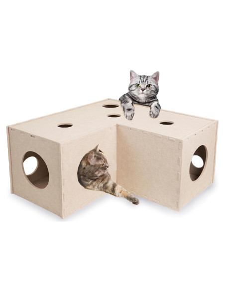 Túnel para Gatos Meeyoview en Forma de L, Fieltro Ecológico Túnel para Gatos Meeyoview en Forma de L, Fieltro Ecológico