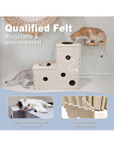 Túnel para Gatos Meeyoview en Forma de L, Fieltro Ecológico