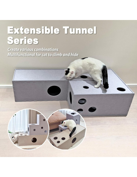 Túnel para Gatos Meeyoview en Forma de L, Fieltro Ecológico Túnel para Gatos Meeyoview en Forma de L, Fieltro Ecológico