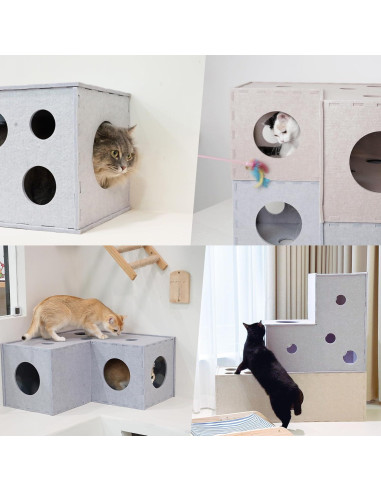 Túnel para Gatos Meeyoview en Forma de L, Fieltro Ecológico