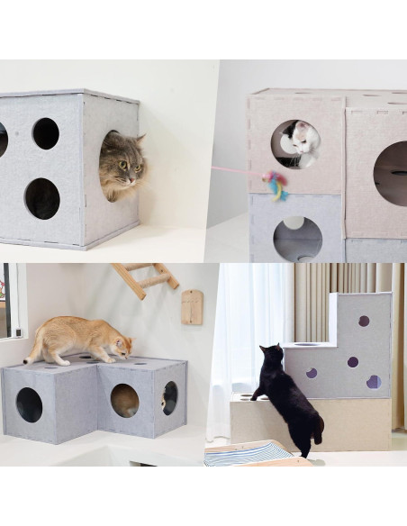 Túnel para Gatos Meeyoview en Forma de L, Fieltro Ecológico Túnel para Gatos Meeyoview en Forma de L, Fieltro Ecológico