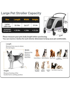 Carrito de Perro EchoSmile XL Plegable 72.57 kg Gris 2