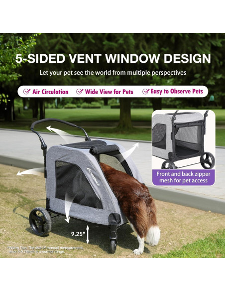 Carrito de Perro EchoSmile XL Plegable 72.57 kg Gris