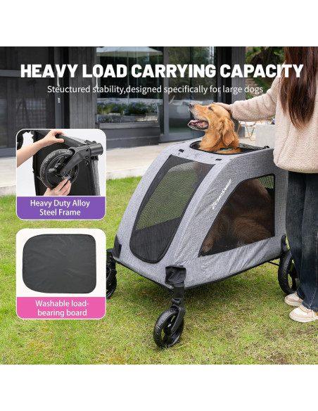 Carrito de Perro EchoSmile XL Plegable 72.57 kg Gris