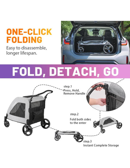 Carrito de Perro EchoSmile XL Plegable 72.57 kg Gris