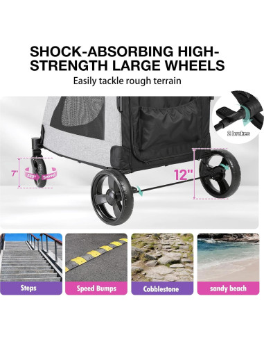 Carrito de Perro EchoSmile XL Plegable 72.57 kg Gris