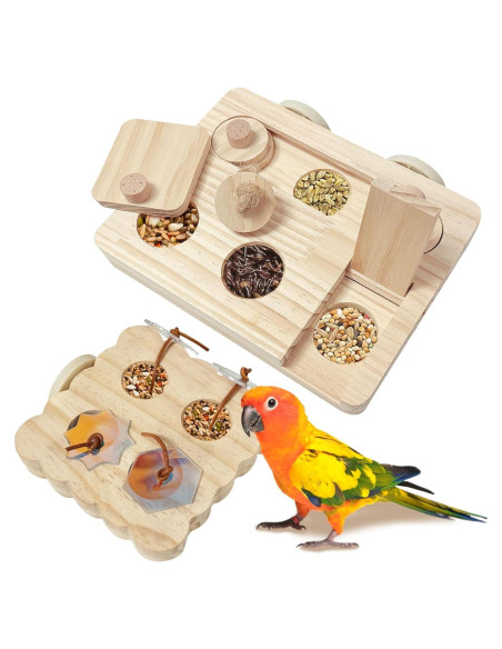 Juguetes de Madera para Aves Arfubye 2PCS Forrajeo Interactivo