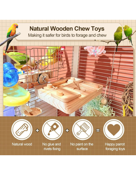 Juguetes de Madera para Aves Arfubye 2PCS Forrajeo Interactivo