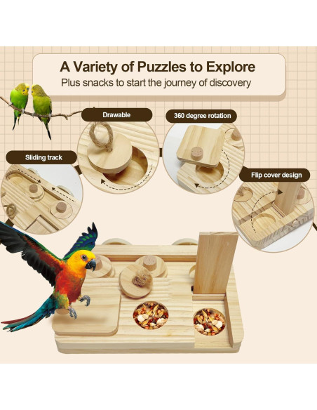 Juguetes de Madera para Aves Arfubye 2PCS Forrajeo Interactivo