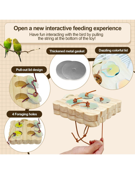 Juguetes de Madera para Aves Arfubye 2PCS Forrajeo Interactivo
