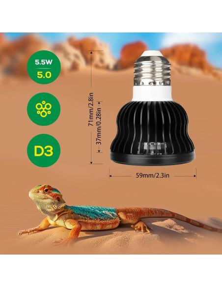 Bombilla UVB 5.5W Hygger Zoo para Reptiles - Espectro Completo