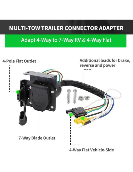 Adaptador MECMO 4 Pines a 7 Pines para Remolque Dual