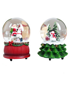 Globo de Nieve Musical 100mm Aobaks Santa Claus y Muñeco