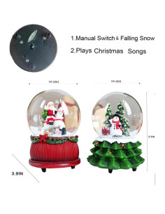 Globo de Nieve Musical 100mm Aobaks Santa Claus y Muñeco 2