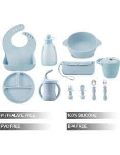 Conjunto de Alimentación para Bebés PandaEar 11 Piezas Silicona 2