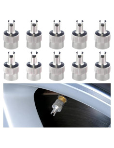 Tapones de Válvula de Neumático FALVFUN 10PCS Bronce Plata