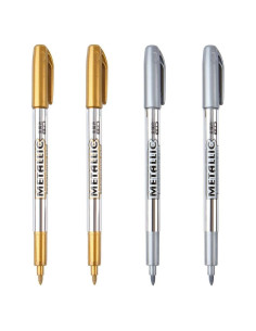 Marcadores Metálicos Dyvicl Set de 4 - Dorado y Plateado