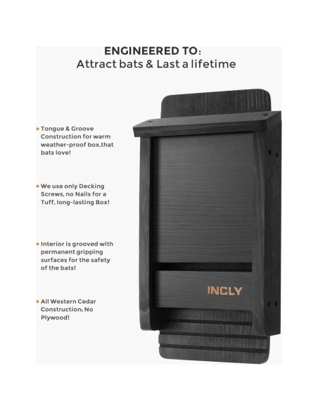 Casa Refugio para Murciélagos INCLY de Madera de Cedro Negra