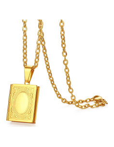 Collar Locket Religioso OIDEA Acero Inoxidable Vintage 2.4x1.8cm