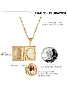 Collar Locket Religioso OIDEA Acero Inoxidable Vintage 2.4x1.8cm 2