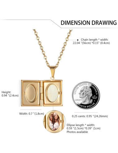 Collar Locket Religioso OIDEA Acero Inoxidable Vintage 2.4x1.8cm