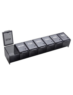 Ezy Dose Organizador de Pastillas Semanal Grande Negro