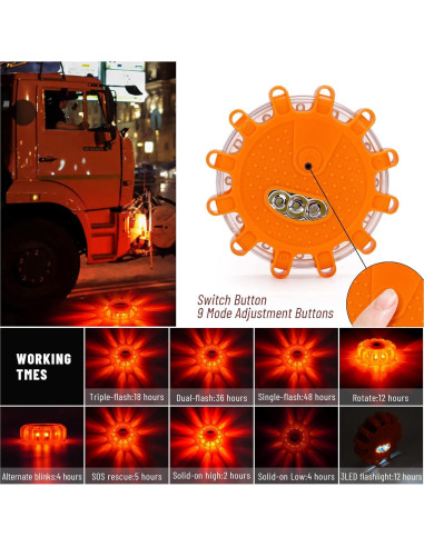 Kit de luces de advertencia LED HEIGPAN GP906, 6 unidades