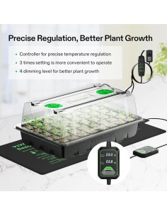 Bandeja de Inicio de Semillas VIVOSUN 40 Celdas con LED y Almohadilla Térmica 2