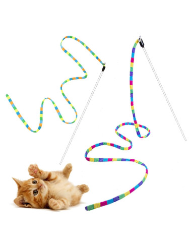 Varita Interactiva para Gatos FYNIGO Arcoíris 140 cm 2 Piezas