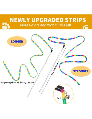 Varita Interactiva para Gatos FYNIGO Arcoíris 140 cm 2 Piezas