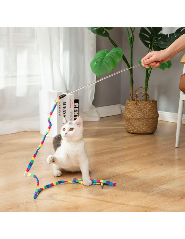 Varita Interactiva para Gatos FYNIGO Arcoíris 140 cm 2 Piezas