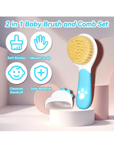 Juego de Cepillo y Peine para Bebés Azul - Cuidado Suave