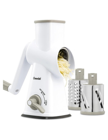 Rallador de Queso Rotatorio Geedel con 3 Cuchillas Desmontables