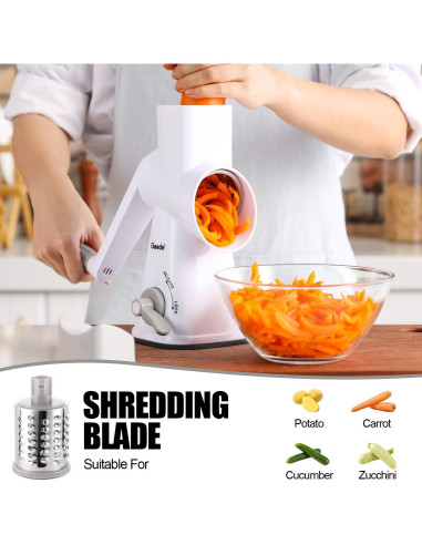 Rallador de Queso Rotatorio Geedel con 3 Cuchillas Desmontables