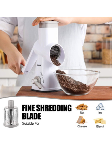 Rallador de Queso Rotatorio Geedel con 3 Cuchillas Desmontables