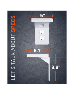 Estante de Enchufe ECHOGEAR Blanco con Gestión de Cables 2